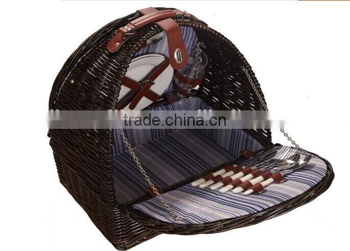 wholesale cheap wicker picnic basket grey wicker picnic hamper for 2 person