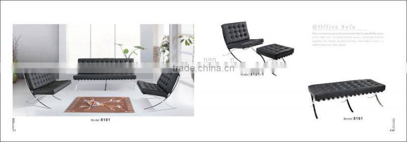 Leather barcelona chair with ottoman