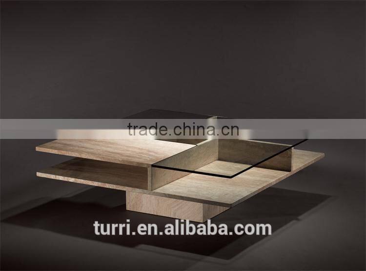 modern travertine and glass living room coffee table designs