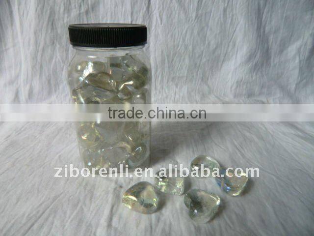 Fish Tank Canned Pretty Heart Shaped Polished White Glass Pebbles