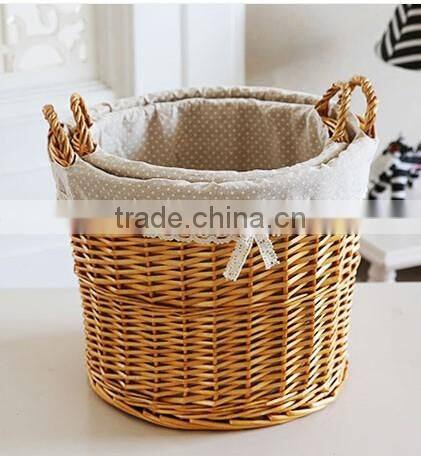 wholesale wash grey wicker round woven laundry basket