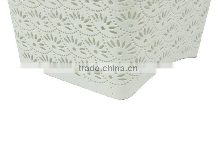 White Arc-shape Metal Punched Spray Open Top Trash Can