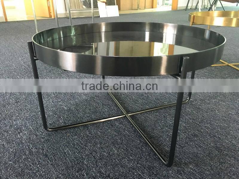 New Product Hotel Articles Metal brass brush Stainless Steel coffee Table