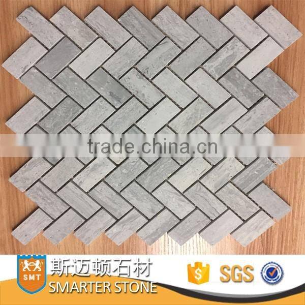 Carrara white marble mosaic chevron mosaic tile with mesh