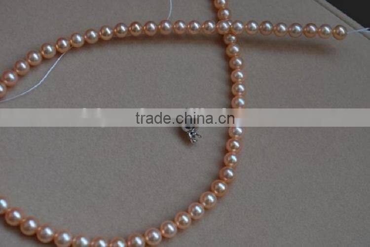 high quality 8-9mm pink round freshwater pearl strand