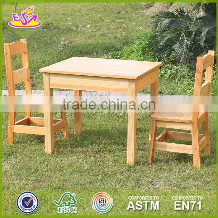 Wholesale beautiful wooden kids table and 2 chairs new design wooden baby table and 2 chairs W08G090
