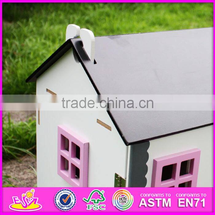 2016 Hot Item kids wooden small toy house, top fashion baby wooden small toy house W06A154