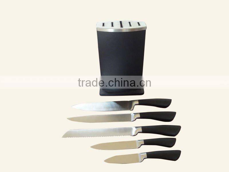 5 pieces stainless steel chef knife set with wooden block