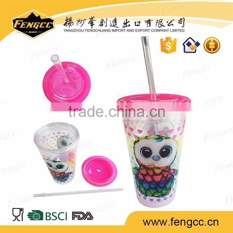 Factory supply Juice PS drinking cup with straw