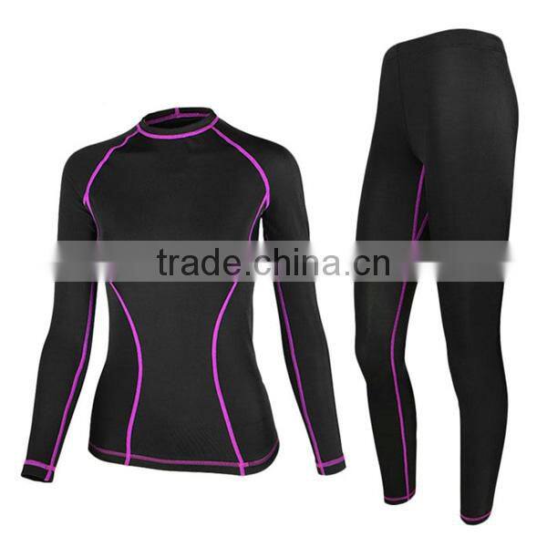 warm base wear women compression shirts with flat lock stitching