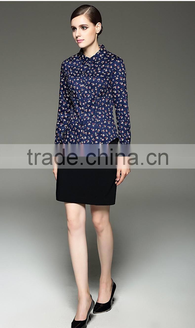 Idyllic Style Floral Printed Long Sleeve Cotton Shirt For Ladies
