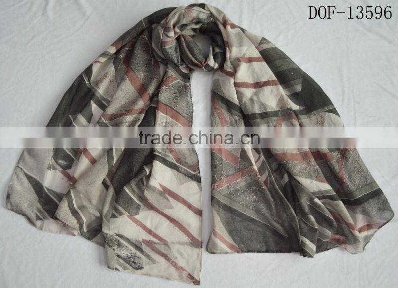 Fashion high quality women viscose print geometric pattern designer scarf