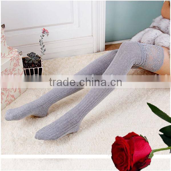 Sexy lace cotton thigh stockings