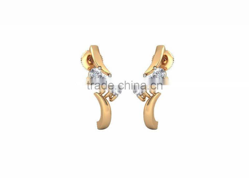 Zirconia Gold Plated Hoop Earrings