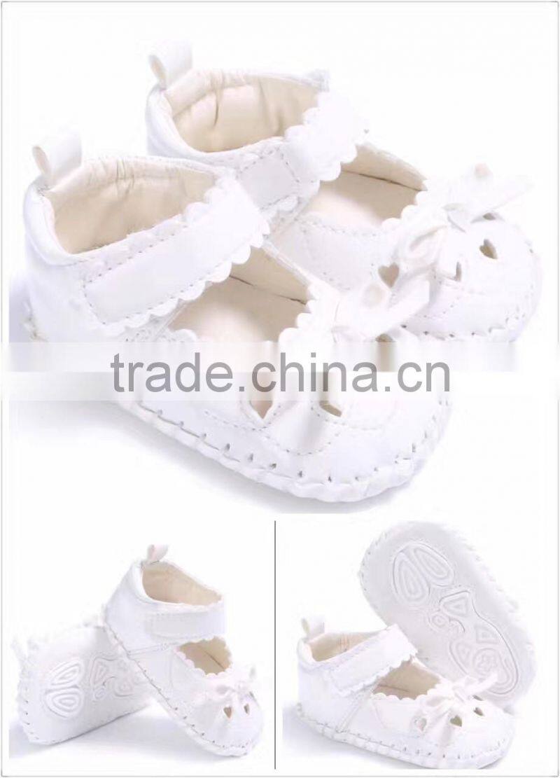 2017cute baby pre-walker leather solid infant shoes