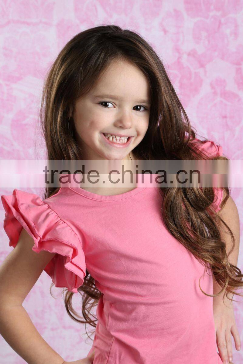 Hot sale children wear 100% cotton ruffle tshirt match ruffle shorts wholesale children clothing