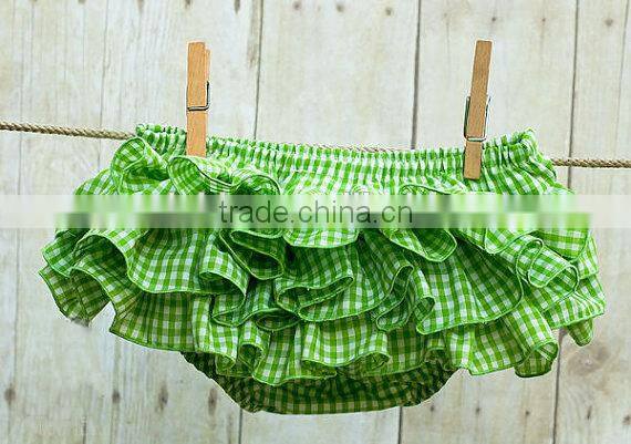 New Design Kids Boutique Clothing Baby Cotton Diaper Cover Bloomers Baby Girl Soft Gingham Underwear Ruffle Shorts