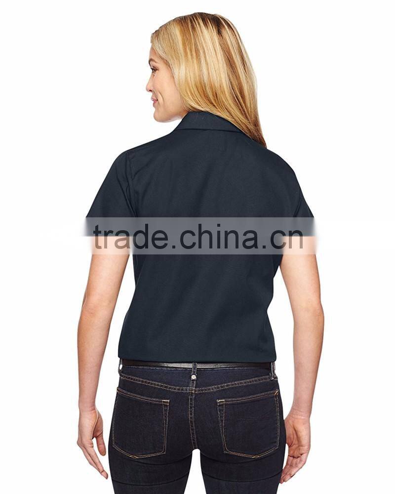 women office working clothes short sleeve polo shirt ladies work uniform style made in china