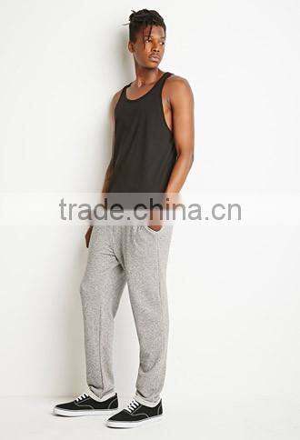 man gray stripe cotton fabrics of scales of pants sports leisure trousers