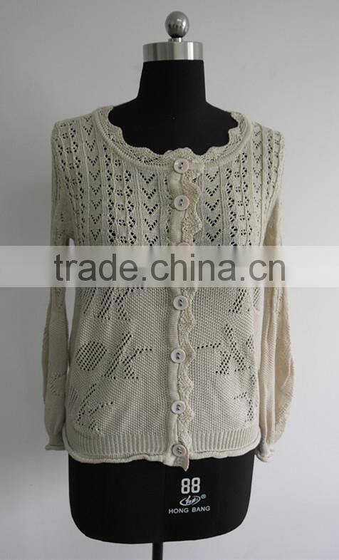 Ladies Fashion acrylic/cotton sweater cardigan sweater 2014