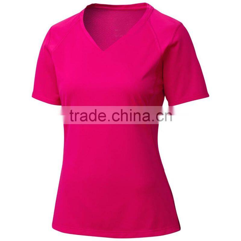 good quality colorful plain v neck wholesale short sleeve women t shirt