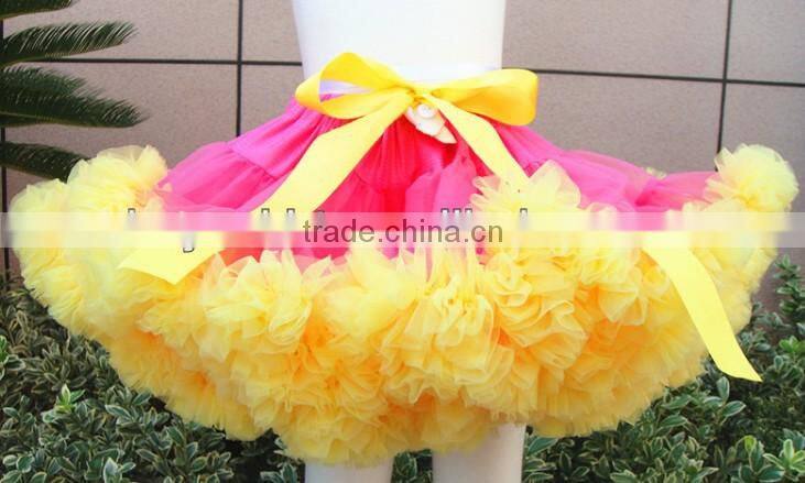 2014 New hot charming Super Fluffy Girls Party Dance Coral Pettiskirts Ballet Girls Ruffled Tutu Fluffy Chiffon Soft Pettiskirt