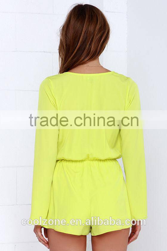 2015 hot selling cute lady long sleeve mooning women playsuit