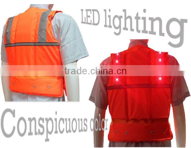 Kids LED orange life preserver lifejacket inflatable life vest