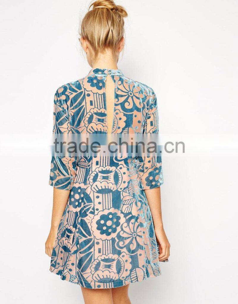 Skater Dress in Premium Velvet Burn Out