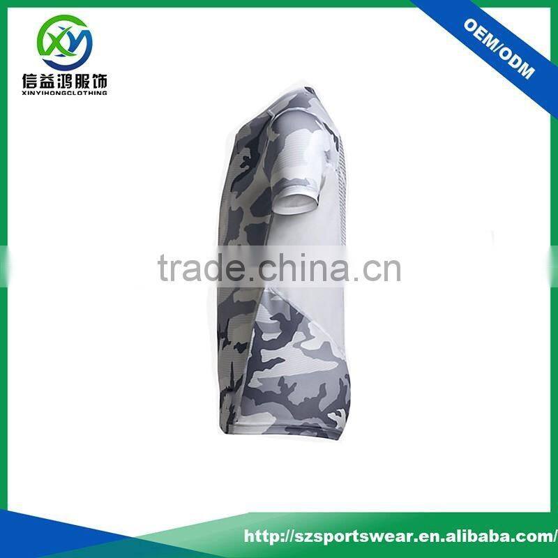2017 OEM service high quality polyester fabric dry fit camo t shirt / gym shirt / fitness shirt