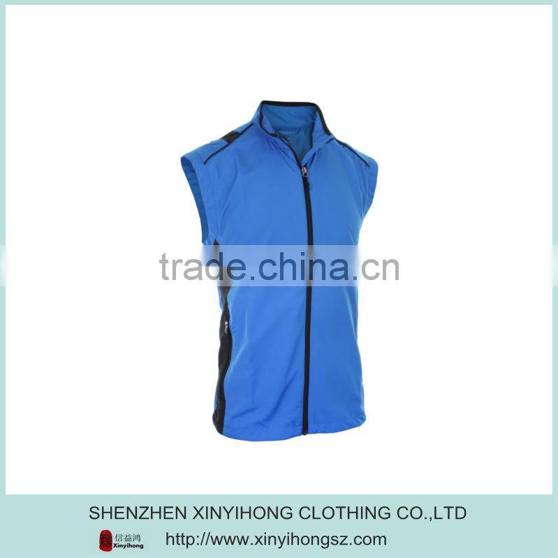 2014 New Style 100% Nylon WaterProof Full Zip Durable Man Vest In Blue