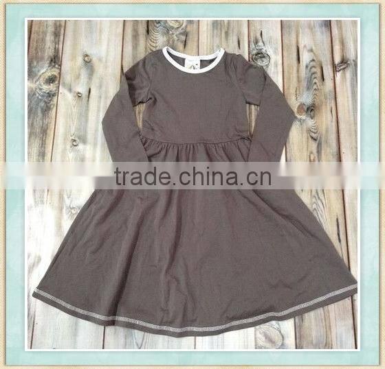 2017 baby girl wool dress o-necke long sleeve tunic gray dress wholsesale children clothes