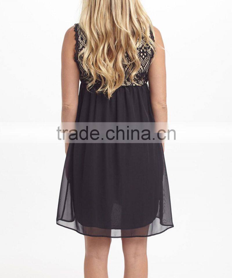 New Design Maternity Dresses With Black Lace-Top Maternity A-Line Dress Pretty Women Clothes WD80817-6