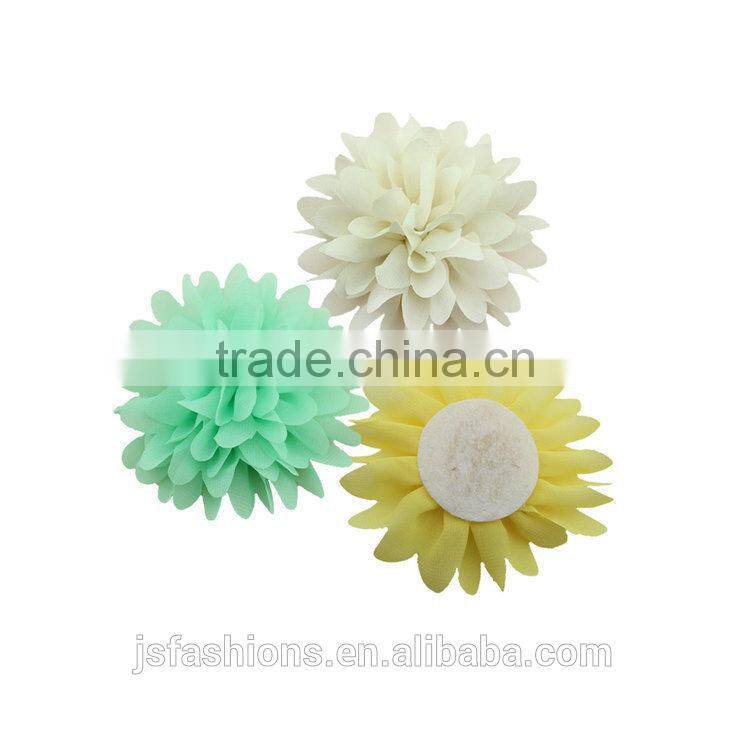 Handmade 10 colors 11cm fabric floral chiffon flower accessories, hair clip, shoes and garments accessories, DIY crafts flowers