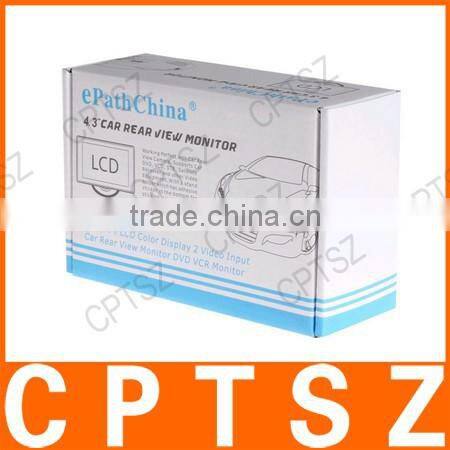 4.3 Inch Color TFT LCD Parking Car Rear view Monitor Car Rearview Backup Monitor 4.3'' 2 Video Input for Reverse Camera DVD