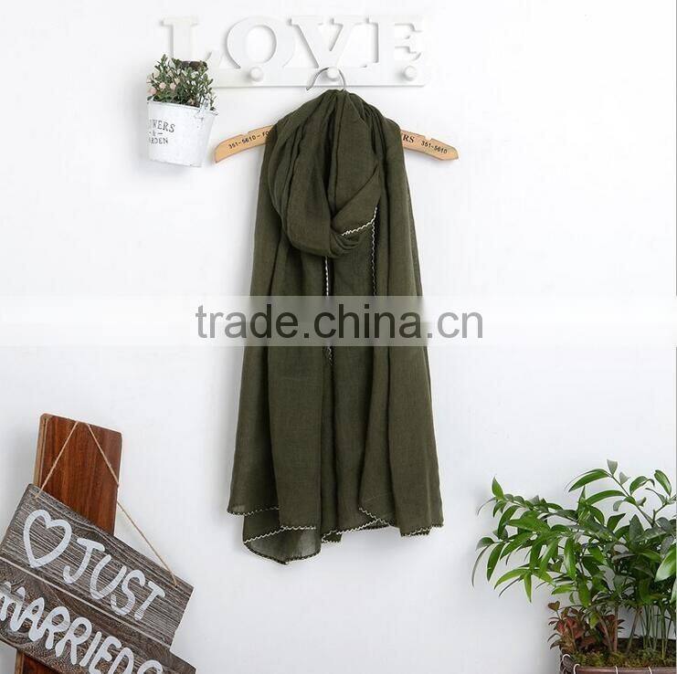 New fashion custom viscose lace trimming hijab scarf