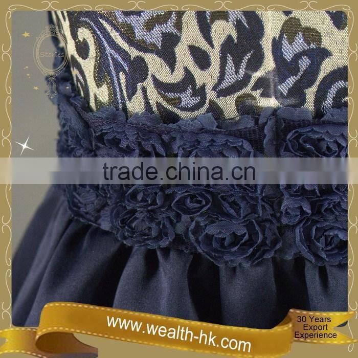 Shortsleeves Dark Blue colour kids Evening Ball Gown Dresses