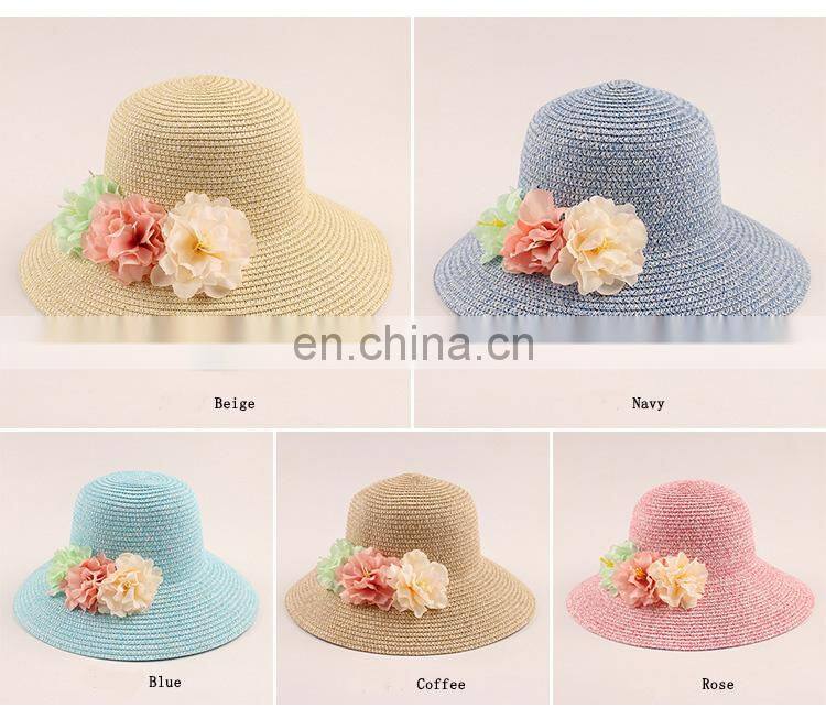 Sunscreen Basin Cap Sunshade Straw Hat Flower Pure Colour Beach Hat