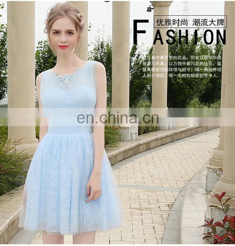 HS1614 Knee Length Short Lace Wedding Bridesmaid Dress Prom Party Dress