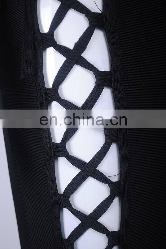 Amigo 2017 new design Black long sleeve XXX bandage dress midi prom dresses for hot body ladies party wear