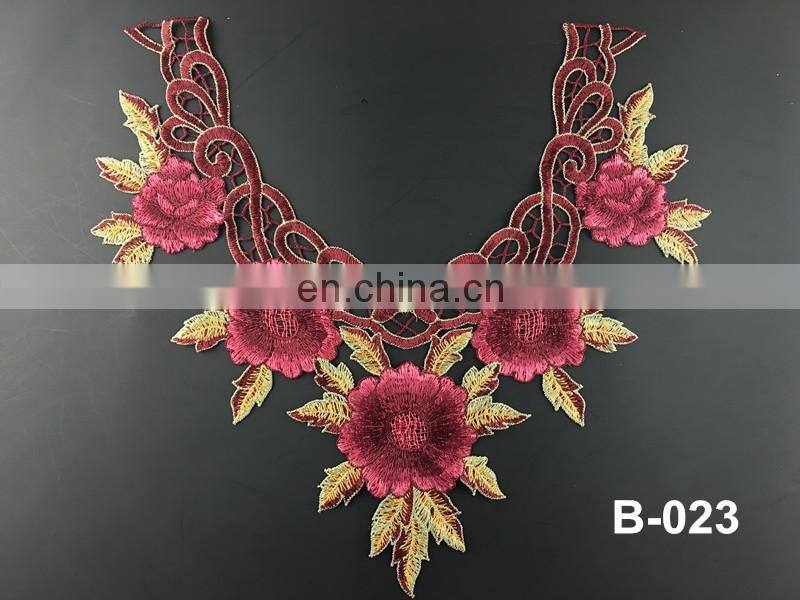 B-014 bridal front piece collars sewing on neckline lace applique for garment lace applique embroidery designs