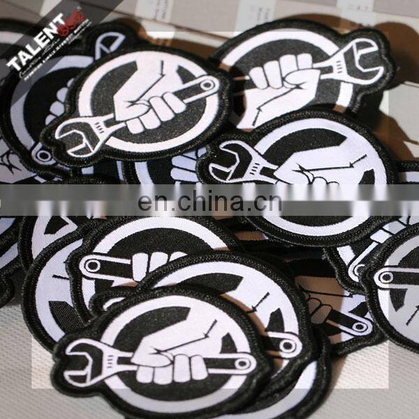 custom garment woven printed leather patch label hang tag