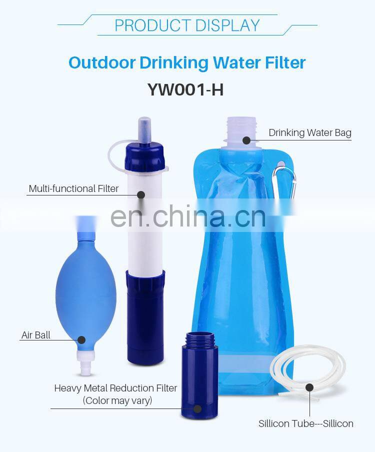 Personal Water Filter 1000L Mini UF Camping Water Straw 0.01 Micron Outdoor Survival Kit Emergency water straw filter