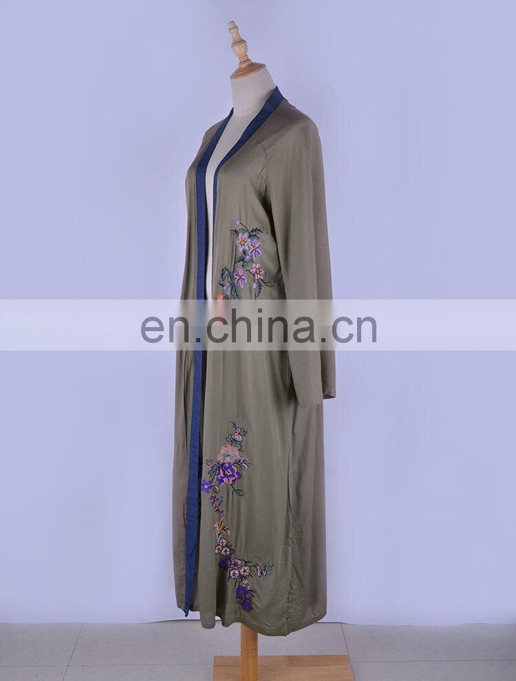 Army green Embroidery Beach Dress Kaftan Pareo Sexy Cover-Up Chiffon Bikini Swimwear Tunic Swimsuit Bathing Suit Cover Ups Robe
