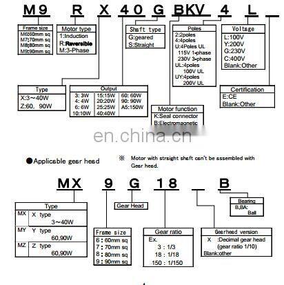 Panasonic M9RX40G4GGA Single Phase Induction Motor 4P 40W(30min) Thermal 130(B)G-B Gear Motor High Quality
