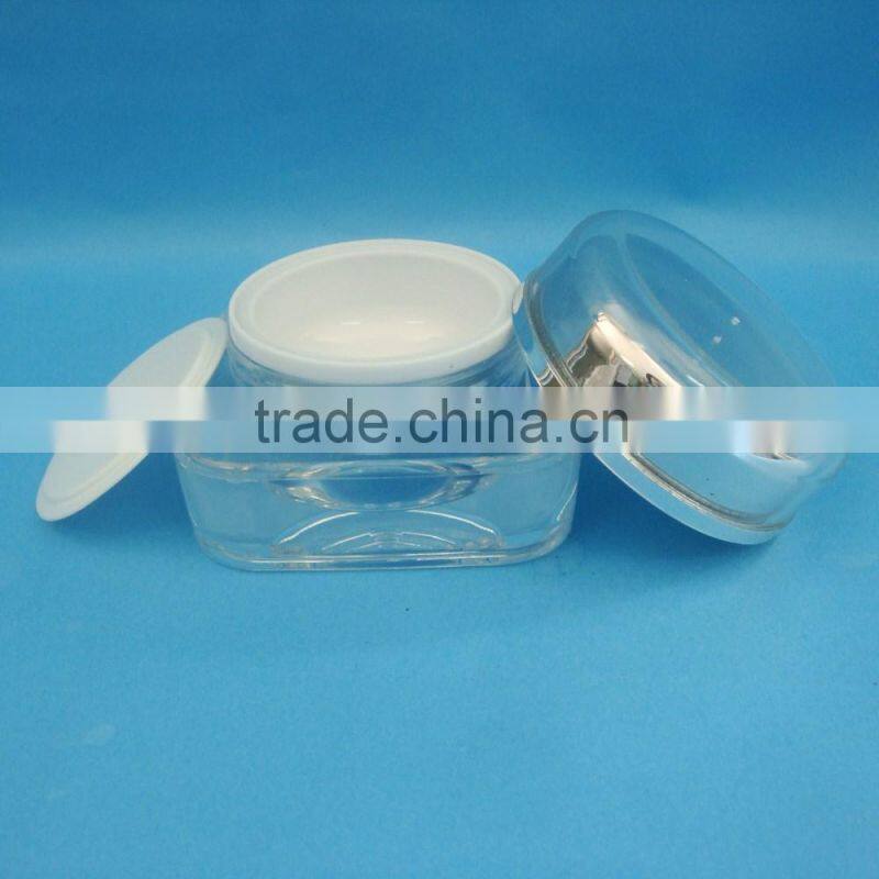 cosmetic clear square shape acrylic plastic jar with plastic cap