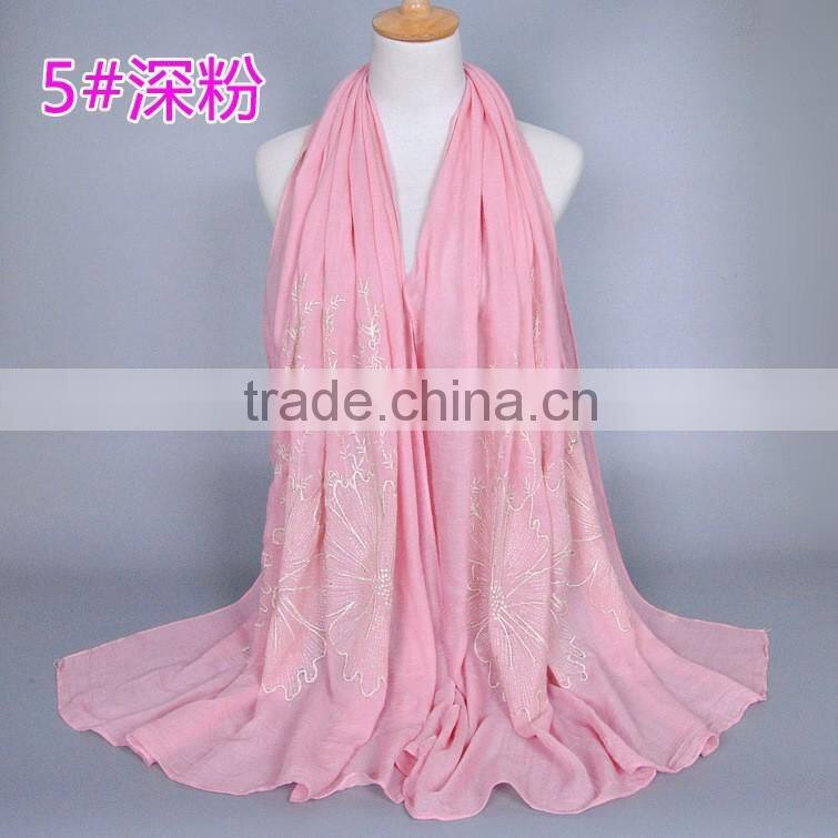Latest Design Spring Korean Fashion Embroidery Floral Shawl Women Scarf