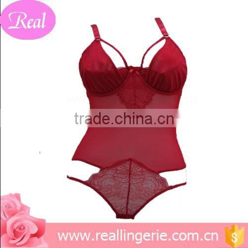 2016 sexy young ladies red teddies lingerie /corsets