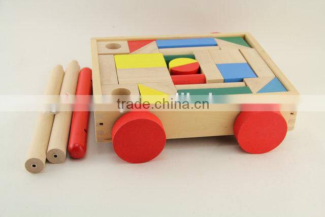 Wooden baby walker with blocks toy