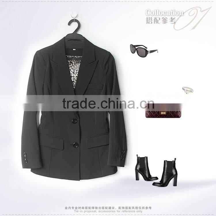 2014 Latest designer elegant quality white single breasted long sleeve fashion suit jacket women D31